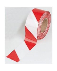 Hazard Warning Barrier Tape - Red & White 70mm x 500m