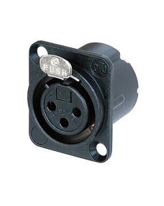 Neutrik NC3FD-LX-B - XLR Female Chassis Connector - Black Finish with Gold Contacts