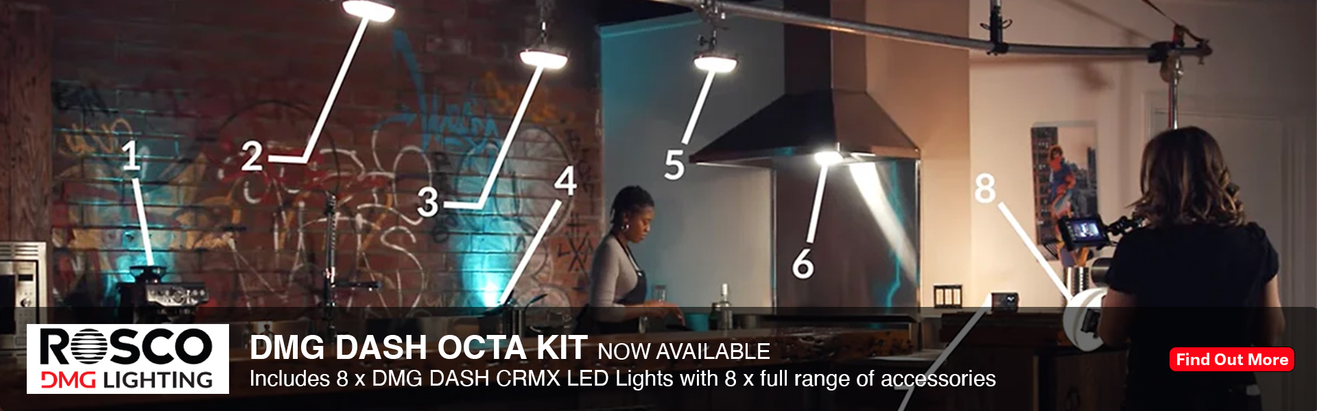 Rosco DMG DASH Pocket LED Lighting Kits available at www.mcl-media.co.uk